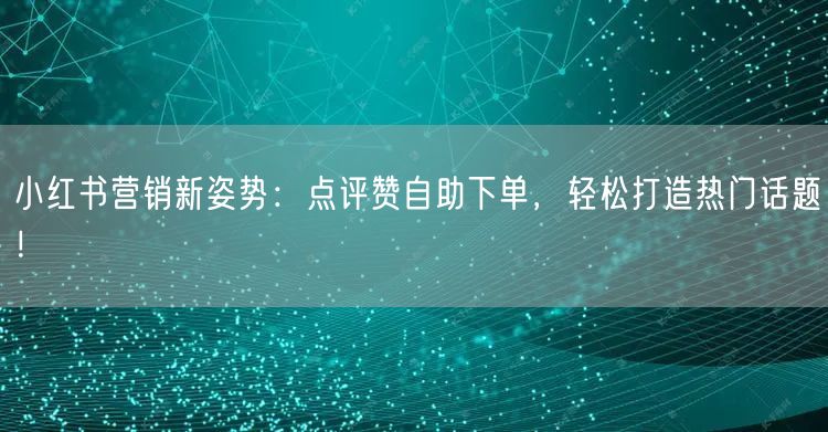 小红书营销新姿势:点评赞自助下单,轻松打造热门话题!