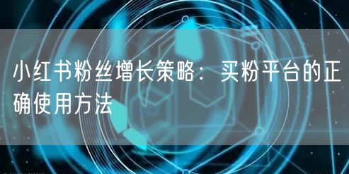 小红书粉丝增长策略:买粉平台的正确使用方法